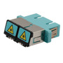 Fiber Coupler, SC/SC Duplex, External Shutter, Side Spring, w/Flange, Aqua