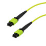 MPO w/ pins to MPO w/ pins, 12 fiber,Type A,OM5 50/125um Multimode, LSZH Jacket, Lime Green, 10 mete