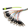 MPO w/ pins to ST Fan-out, 24 fiber round,OM5 50/125um Mltmd, OFNR Jacket, Lime Green, 0.5 meter