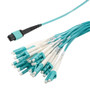 MPO w/ pins to LC fan-out, 2.0mm diameter, 24 fiber, OM3 50/125um Multimode, OFNP Jacket, Aqua, 3 meter