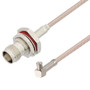 TNC Female Bulkhead to MCX Plug Right Angle Cable Assembly using RG316-DS Coax, 1 FT , LF Solder