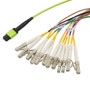 MPO w/ pins to LC Fan-out, 12 fiber round,OM5 50/125um Multimode, OFNR Jacket, Lime Green, 10 meter