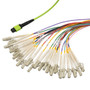 MPO w/ pins to FLC Fan-out, 24 fiber round,OM5 50/125um Multimode, OFNR Jacket, Lime Green, 1 meter