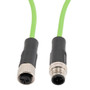 IP67 Waterproof M12 3 Position A-code Sensor Actuator Signal Cable, Industrial Drag Chain PUR, 22AWG, Male to Female, Green, 3M