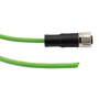IP67 Waterproof M12 3 Position A-code Sensor Actuator Signal Cable, Industrial Drag Chain PUR, 22AWG, Female to Open, Green, 3M