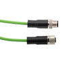 IP67 Waterproof M12 3 Position A-code Sensor Actuator Signal Cable, Shielded Industrial Drag Chain PUR, 22AWG, Male to Female, Green, 15M