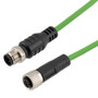 IP67 Waterproof M12 5 Position A-code Sensor Actuator Signal Cable, Industrial Drag Chain PUR, 22AWG, Male to Female, Green, 10M