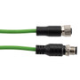 IP67 Waterproof M12 5 Position A-code Sensor Actuator Signal Cable, Industrial Drag Chain PUR, 22AWG, Male to Female, Green, 3M