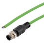 IP67 Waterproof M12 5 Position A-code Sensor Actuator Signal Cable, Industrial Drag Chain PUR, 22AWG, Male to Open, Green, 1M