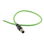 IP67 Waterproof M12 5 Position A-code Sensor Actuator Signal Cable, Industrial Drag Chain PUR, 22AWG, Male to Open, Green, 1M