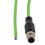 IP67 Waterproof M12 5 Position A-code Sensor Actuator Signal Cable, Industrial Drag Chain PUR, 22AWG, Male to Open, Green, 3M