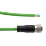 IP67 Waterproof M12 5 Position A-code Sensor Actuator Signal Cable, Industrial Drag Chain PUR, 22AWG, Female to Open, Green, 2M