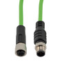 IP67 Waterproof M12 5 Position A-code Sensor Actuator Signal Cable, Shielded Industrial Drag Chain PUR, 22AWG, Male to Female, Green, 3M