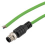 IP67 Waterproof M12 5 Position A-code Sensor Actuator Signal Cable, Shielded Industrial Drag Chain PUR, 22AWG, Male to Open, Green, 3M