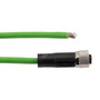 IP67 Waterproof M12 5 Position A-code Sensor Actuator Signal Cable, Shielded Industrial Drag Chain PUR, 22AWG, Female to Open, Green, 15M