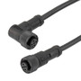 M12 5 Position A-code Female to Right Angle Female Sensor Signal Cable, Light Weight Plastic Nut, 22AWG, PVC, IP68 Waterproof, Black, 1M