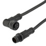 M12 5 Position A-code Male to Right Angle Female Sensor Signal Cable, Light Weight Plastic Nut, 22AWG, PVC, IP68 Waterproof, Black, 1M