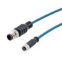 M8 3-Position Female to M12 3-Position Male IP67 A-Code Cable Assembly, Unshielded, 24 AWG, PUR Jacket, Blue, 5 Meter