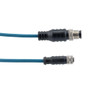 M8 3-Position Female to M12 3-Position Male IP67 A-Code Cable Assembly, Unshielded, 24 AWG, PUR Jacket, Blue, 5 Meter