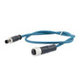M8 3-Position Male to M12 3-Position Female IP67 A-Code Cable Assembly, Unshielded, 24 AWG, PUR Jacket, Blue, 15 Meter