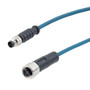 M8 3-Position Male to M12 3-Position Female IP67 A-Code Cable Assembly, Unshielded, 24 AWG, PUR Jacket, Blue, 5 Meter