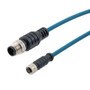 M8 4-Position Female to M12 4-Position Male IP67 A-Code Cable Assembly, Unshielded, 24 AWG, PUR Jacket, Blue, 5 Meter