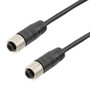 Category 5e Economy M12 4 Position D code Cable, IP67 M12 Female Jack to IP67 M12 Female Jack, 26AWG Shielded Outdoor VW-1 PVC Black, 3M