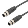 Category 5e Economy M12 4 Position D code Cable, IP67 M12 Male Plug to IP67 M12 Male Plug, 26AWG Shielded Outdoor VW-1 PVC Black, 15M