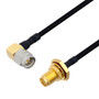 SMA Male Right Angle to SMA Female Bulkhead Cable Assembly using LC141TBJ Coax, 2 FT