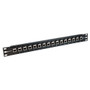 1.75"x19" (1U) 16 Port Right Angle Keystone  Category 5e Feed-Thru Panel, Shielded
