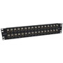 3.5"x19" (2U) 32 Port Low Profile Straight Category 5e Feed-Thru Panel, Shielded