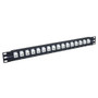 1.75"x19" (1U) 16 Port Straight Cat5e Feed-Thru Panel, Unshielded Low Profile Mini-Coupler