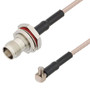 TNC Female Bulkhead to MCX Plug Right Angle Cable Assembly using RG316-DS Coax, 1.5 FT with HeatShrink