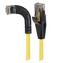 Category 5E Right Angle Patch Cable, Straight/ Right Angle Left Exit, Yellow, 20.0 ft