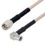 SMA Male to SMB Plug Right Angle Cable Assembly using RG316-DS Coax, 4 FT with HeatShrink, LF Solder