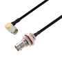 BNC Female Bulkhead to SMA Male Right Angle Cable Assembly using LC141TBJ Coax, 1 FT