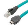 IX Industrial Category 6a Serial Cable, IX B Key to RJ45 Plug, Double Shielded High Flex Industrial Outdoor CMX TPE Jacket, Teal, 30cm