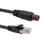 IP67 Rugged Category 6 Cable, Mighty Mouse 10 Pin Female Al-Cadmium w/ Dust Cap to RJ45 Plug, F/UTP Foil Shielded, PVC, Black, 1.0F