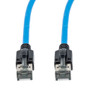 Cat 8, 40 gigabit, Ethernet Cable, S/FTP, 28 AWG, Twisted Pair, Slim Cable with Short Body Connector, Indoor, LSZH Jacket, Blue, 10-foot
