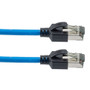 Cat 8, 40 gigabit, Ethernet Cable, S/FTP, 28 AWG, Twisted Pair, Slim Cable with Short Body Connector, Indoor, LSZH Jacket, Blue, 15-foot