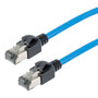 Cat 8, 40 gigabit, Ethernet Cable, S/FTP, 28 AWG, Twisted Pair, Slim Cable with Short Body Connector, Indoor, LSZH Jacket, Blue, 25-foot