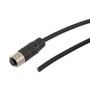 M12 8 Position IP67 A-Code Industrial Outdoor Pigtail Cable Assembly, Shielded 26AWG VW-1 PUR Jacket, Female to Cut End, Black 2.0m