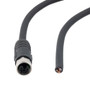 M12 4 Position IP67 L-Code Pigtail Cable Assembly, Unshielded 16AWG PUR Jacket, Female to Open, Black 1m