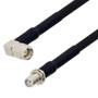 SMA Male Right Angle to SMA Female Bulkhead Cable Assembly using RG223 Coax, 1.5 FT
