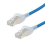 Category 6a 10gig Component Tested Slim Ethernet Patch Cable, S/FTP Double Shielded, 30AWG, RJ45 Male Plug, CM PVC, Blue, 15FT