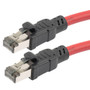 Category 8 40gig Ethernet Cable Assembly, S/FTP Overall Braid Shield w Shielded Pairs, RJ45 Male-Plug, 24AWG Solid, CM PVC, Red, 50FT