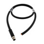 M12 AC Power Cable Assembly, 5 Position K Code, IP68 IP69K, Male to Open, 14AWG, 630V, 16A, UL 20234 TPU Jacket, Black, 1M