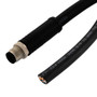 M12 DC Power Cable Assembly, 5 Position L Code, IP68 IP69K, Male to Open, 14AWG, 63V, 16A, UL 20233 PU Jacket, Black, 1M