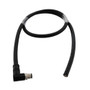 M12 DC Power Cable Assembly, 5 Position L Code, IP68 IP69K, Right Angle Male to Open, 14AWG, 63V, 16A, UL 20233 PU Jacket, Black, 1M