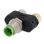 M12 4 Pin A-Code Male to 2x M8 3 Pin Female T Coupler